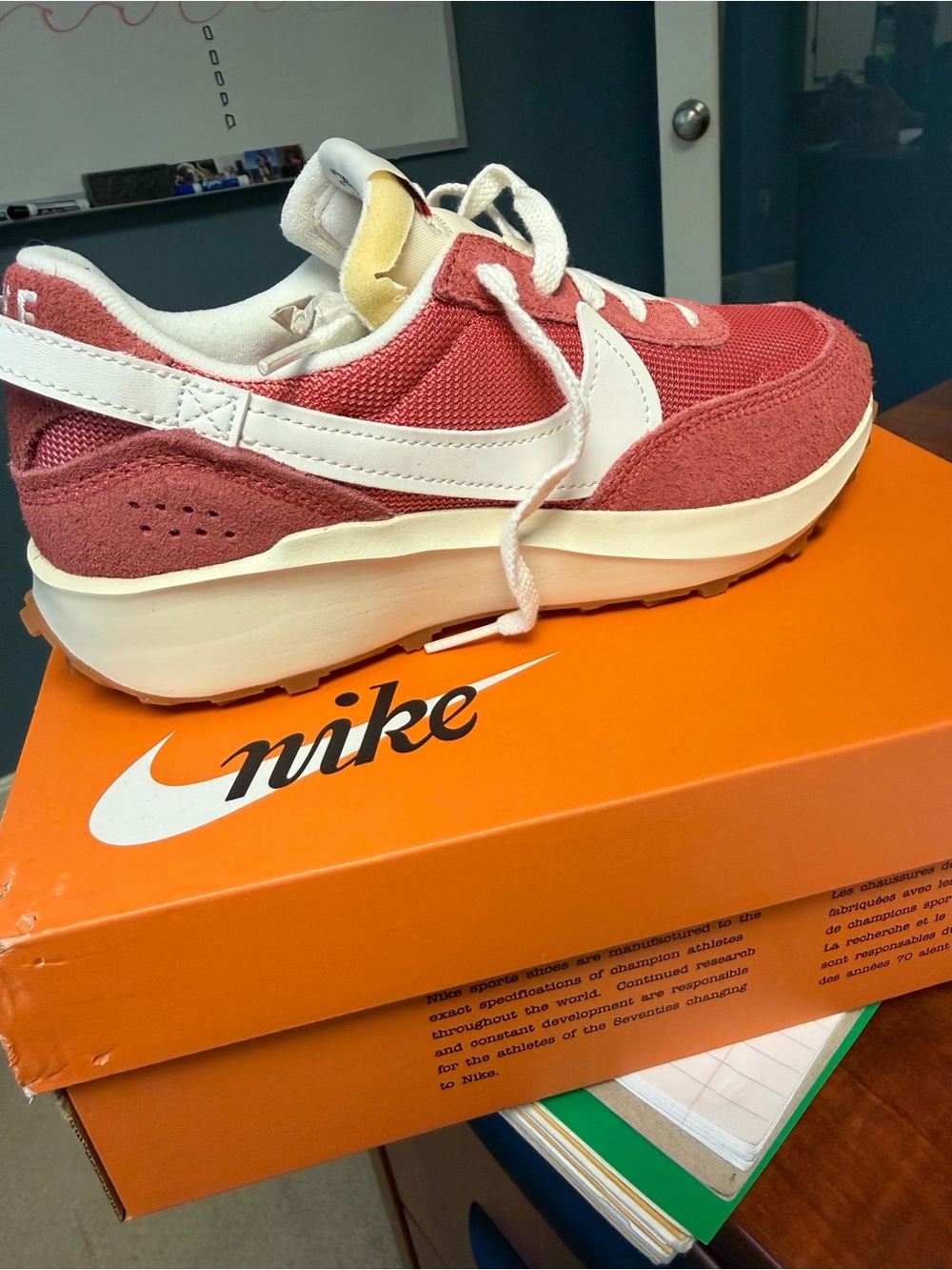 Nike Kids Red and White Retro-Style Sneaker